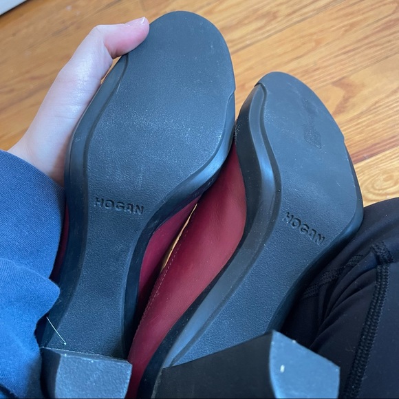 Hogan Red Leather Elastic Slip On Heeled Sneaker Booties Vintage - Picture 7 of 8